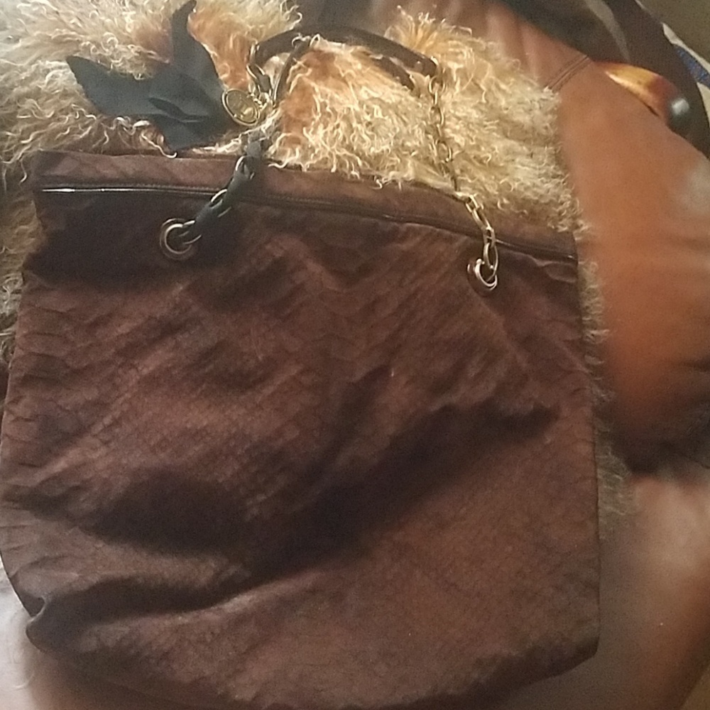 Brown suede LANVIN bag